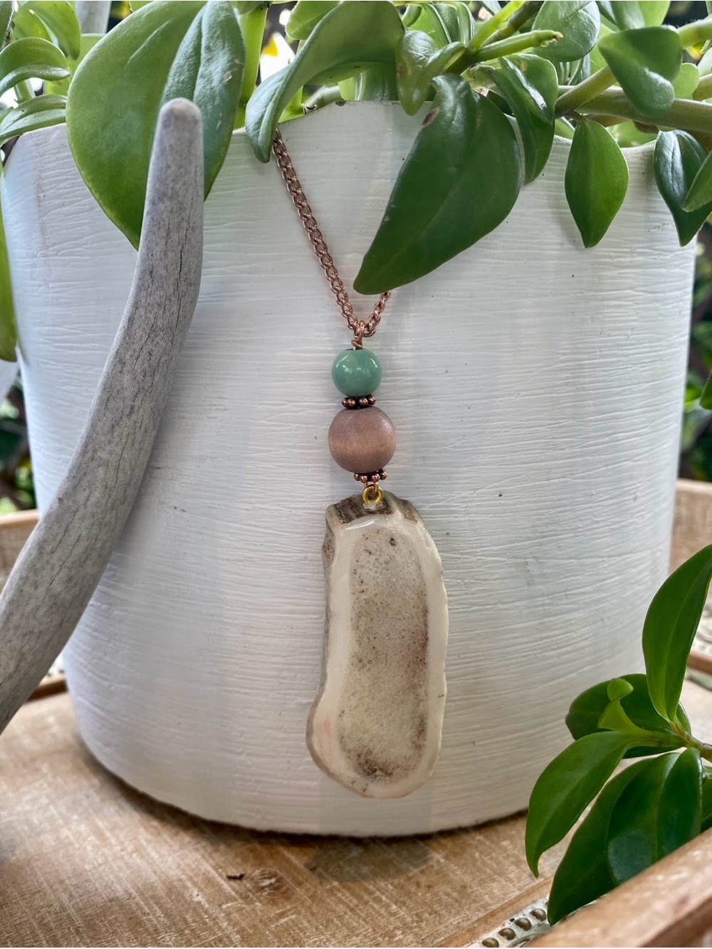 Handcrafted Natural Antler Pendant Necklace